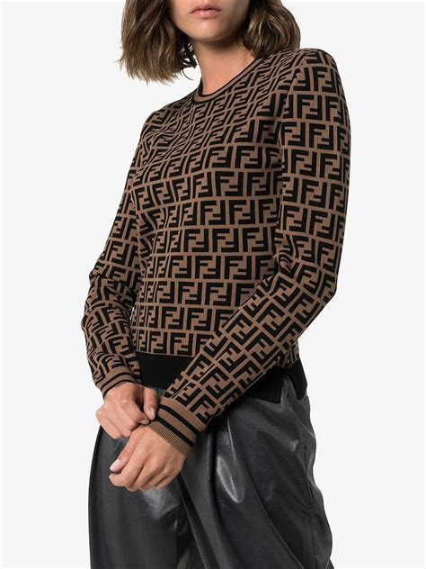 brown long sleeve fendi|designer fendi tops.